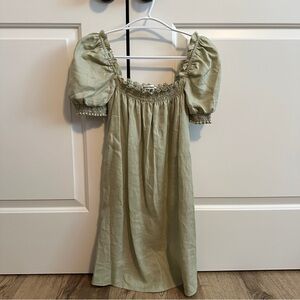Reformation Puff Sleeve Linen Mini Dress